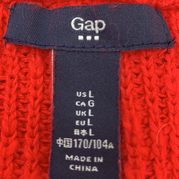 Gap Red Off Shoulder Wide Neck Cotton Knit Sweater L cozy cabincore holiday - Picture 4 of 5